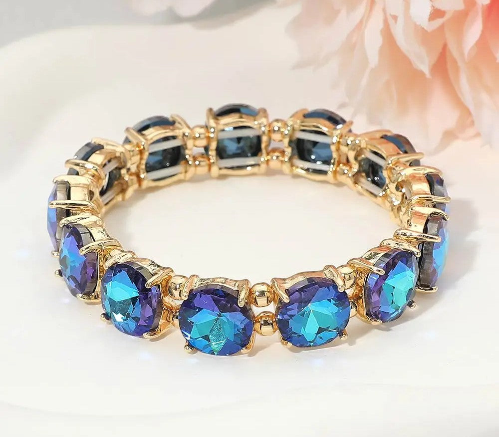 Round Stone Beaded Stretch Bracelet-XBL