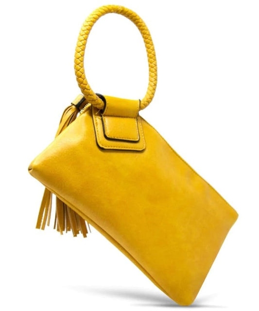 Tassel Wristlet Clutch-Yellow