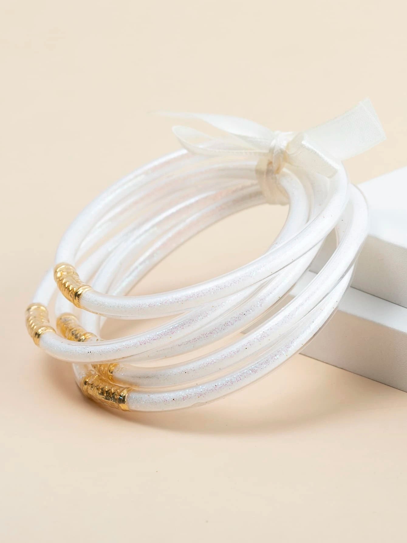 Glitter Tube Bracelets-White